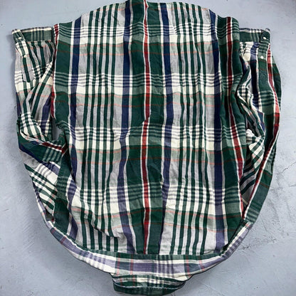 Ralph Lauren Heavy Cotton Button Down Casual Plaid Shirt Men Size XL Green VTG