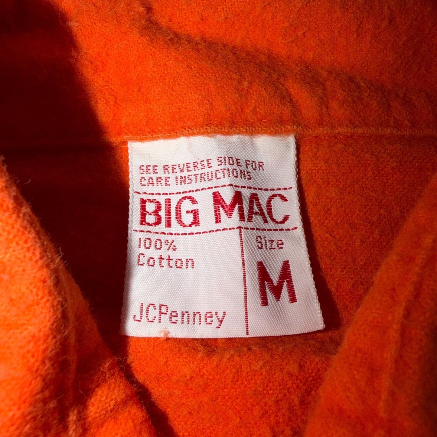 VTG 70s Penneys Big Mac Orange Chamois Cloth Work Shirt Heavy Flannel Rare Color