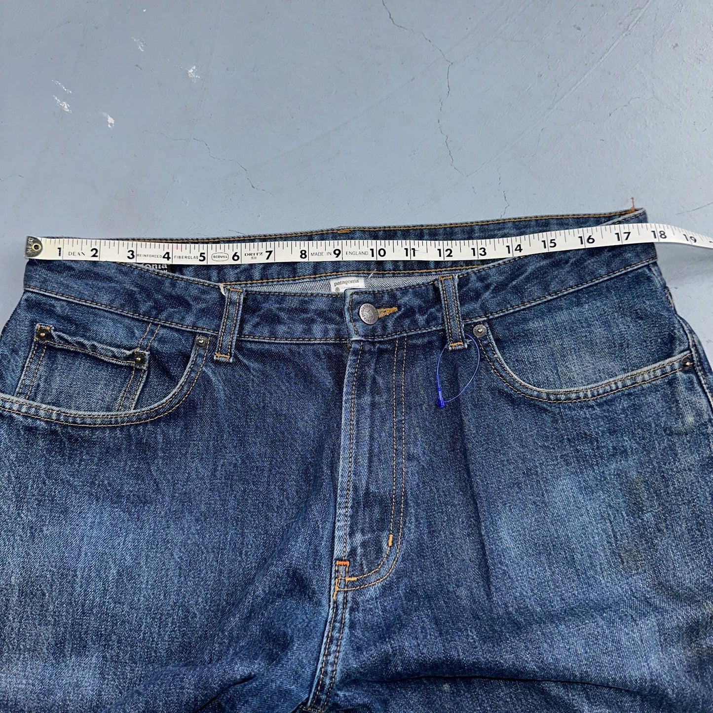 Patagonia Regular Straight 35x33 Organic Cotton Dark Denim Blue Jeans Zipper Fly