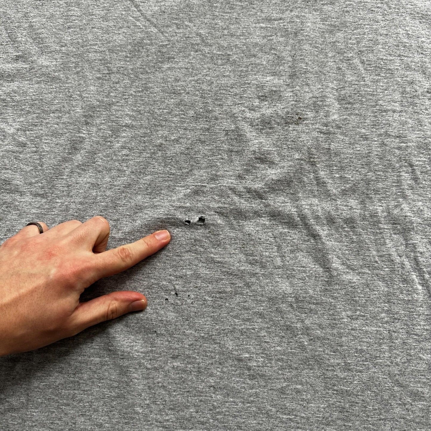 Nike Trashed Center Swoosh Vintage T Shirt 90s Basic Grey Gym Rat Stained