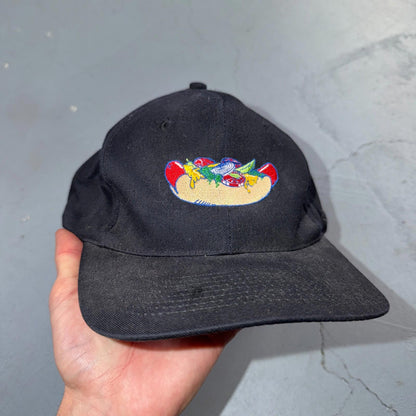 Vienna Beef 90s VTG Hat Baseball Cap Snapback Black Hot Dog Chicago Portillos
