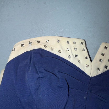 Alix Of Miami Rhinestone 1950s VTG Bathing Suit Swimsuit Hollywood Swim Wear Blu