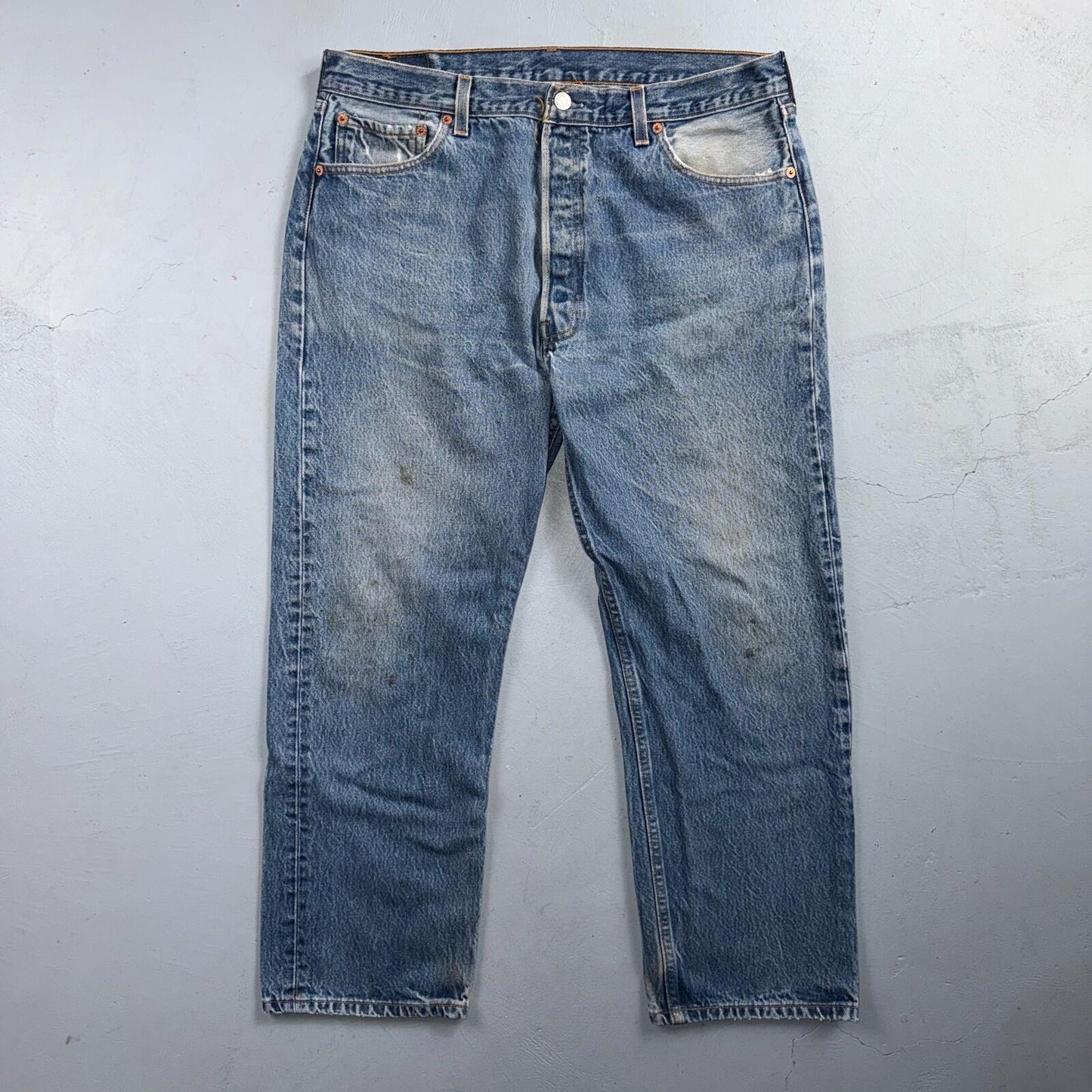Levis 501 Vintage 90s USA XX Straight Leg Jeans Blue Light Wash 38x30 Act 35x26