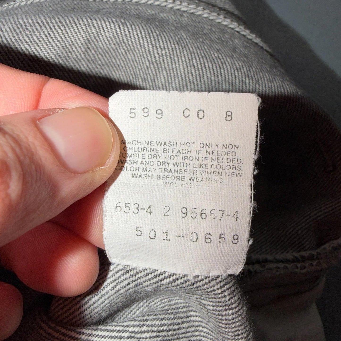 Levis 501 Vintage 80s USA XX Straight Leg Jeans Black Light Gray 36x34 Act 35x32