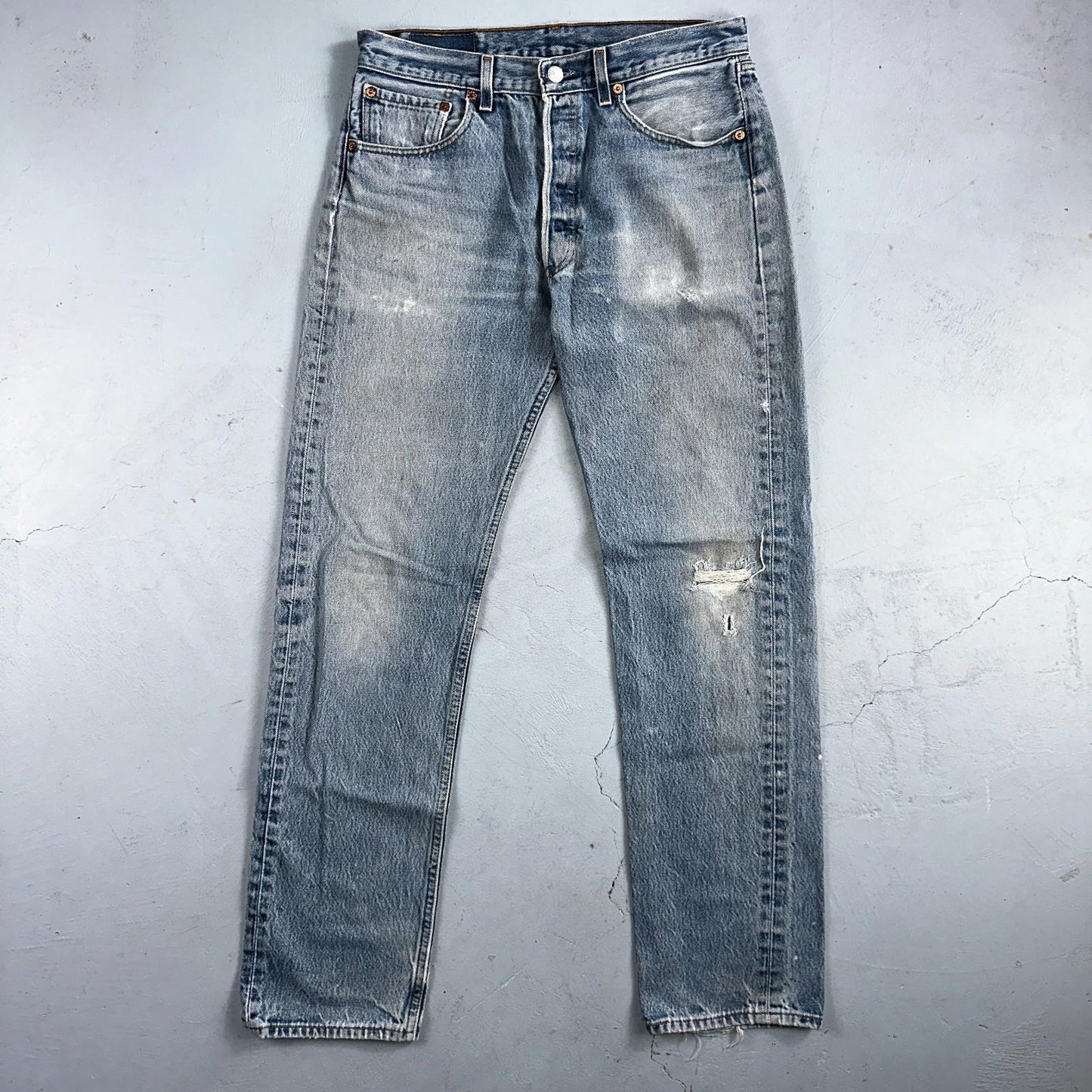 Levis 501 Vintage 90s Mexico Straight Leg Jeans Blue Light Wash 33x36 Act 31x32