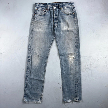 Levis 501 Vintage 90s Mexico Straight Leg Jeans Blue Light Wash 33x36 Act 31x32
