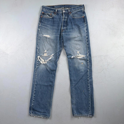 Levis 501 Vintage Y2K 90s XX Straight Leg Jeans Blue Light Wash 33x34 Act 31x31