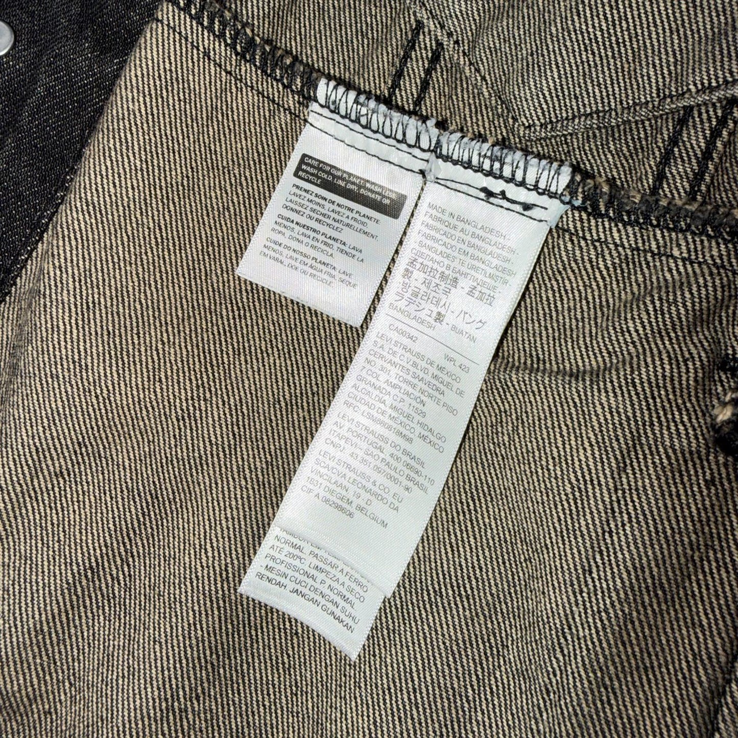 Levis Button Front Cotton Denim Trucker Jean Jacket Black Type 3 VTG Style Y2K