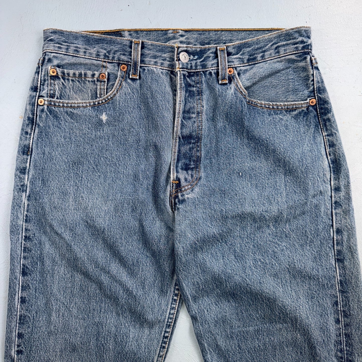 Levis 501 Vintage 90s USA XX Straight Leg Jeans Blue Light Wash 33x32 Act 31x30