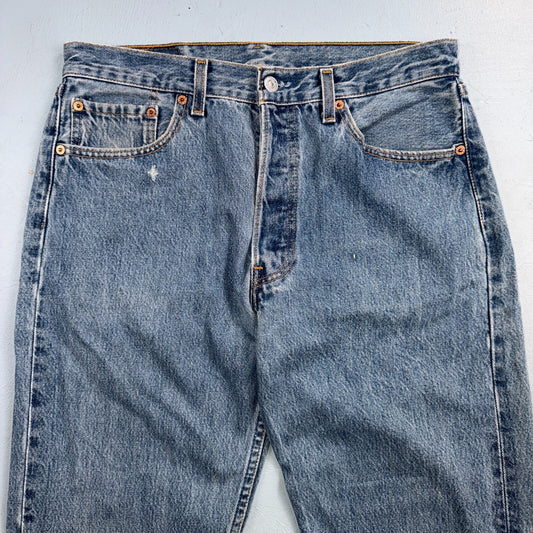 Levis 501 Vintage 90s USA XX Straight Leg Jeans Blue Light Wash 33x32 Act 31x30