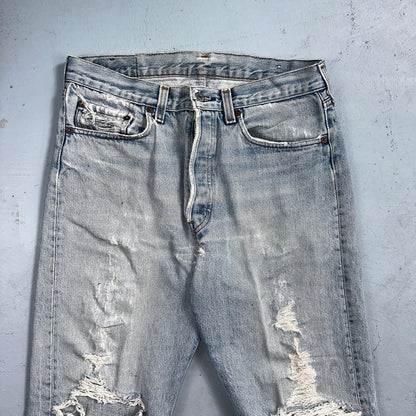 Levis 501 Vintage 80s USA XX 90s Straight Leg Jeans 33x36 Light Wash Act 30x31