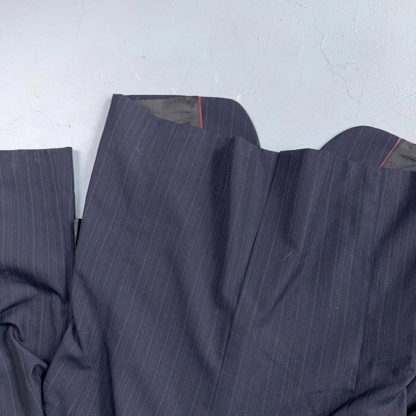 VTG Mens 2 PC Suit 42 Jacket Coat Pants Blue Striped USA Golden Lancer 80s Wool