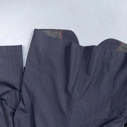 VTG Mens 2 PC Suit 42 Jacket Coat Pants Blue Striped USA Golden Lancer 80s Wool