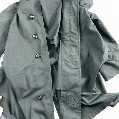 Aqaron Rain Trench Coat Mens 38 Short Green Long Sleeve Button Long Jacket