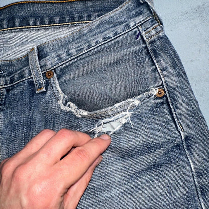 Levis 501 Vintage Y2K XX Straight Leg Jeans Blue Med Wash 34x36 Act 33x30