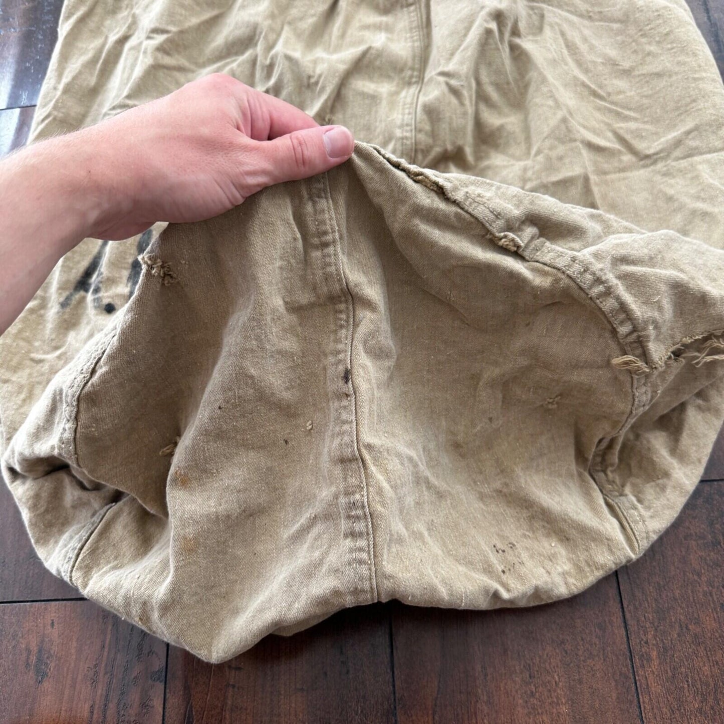 VTG WWII Canvas Garment Laundry Bag Rare Military Denim 1940s 40s 50s Stencil