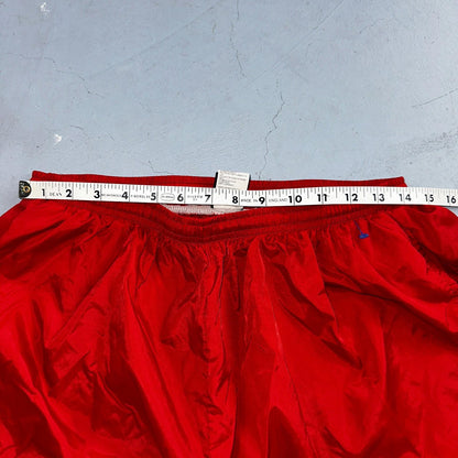 Nike Vintage Red Nylon Shorts Swoosh XL 90s Black Tag 6” Inseam Running Swim