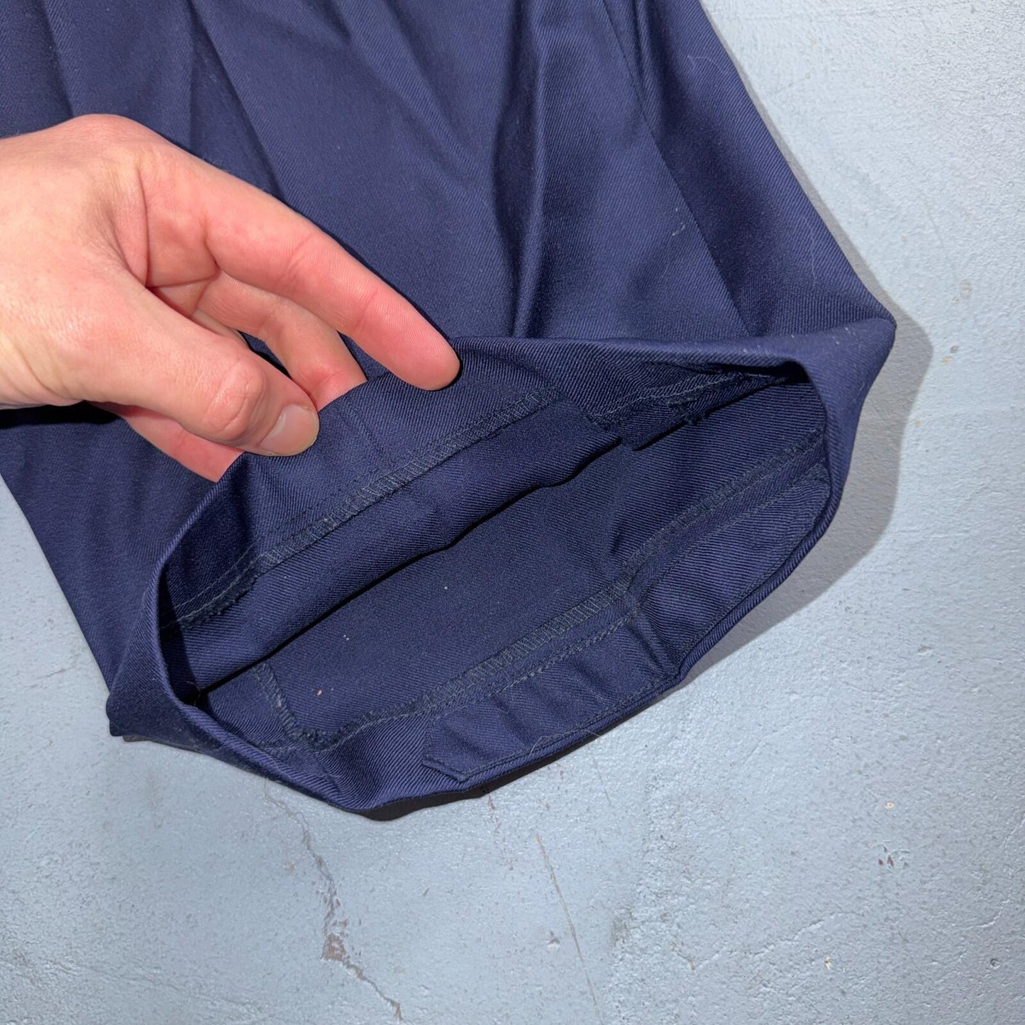 1990s Custom VTG Mens 2 PC Suit 40 Jacket Coat Pants Navy Blue Wool Rockabilly