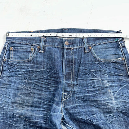 Levis 501 Y2K XX Straight Leg Jeans Blue VTG Whiskers Wash 36x32 Act 36x30