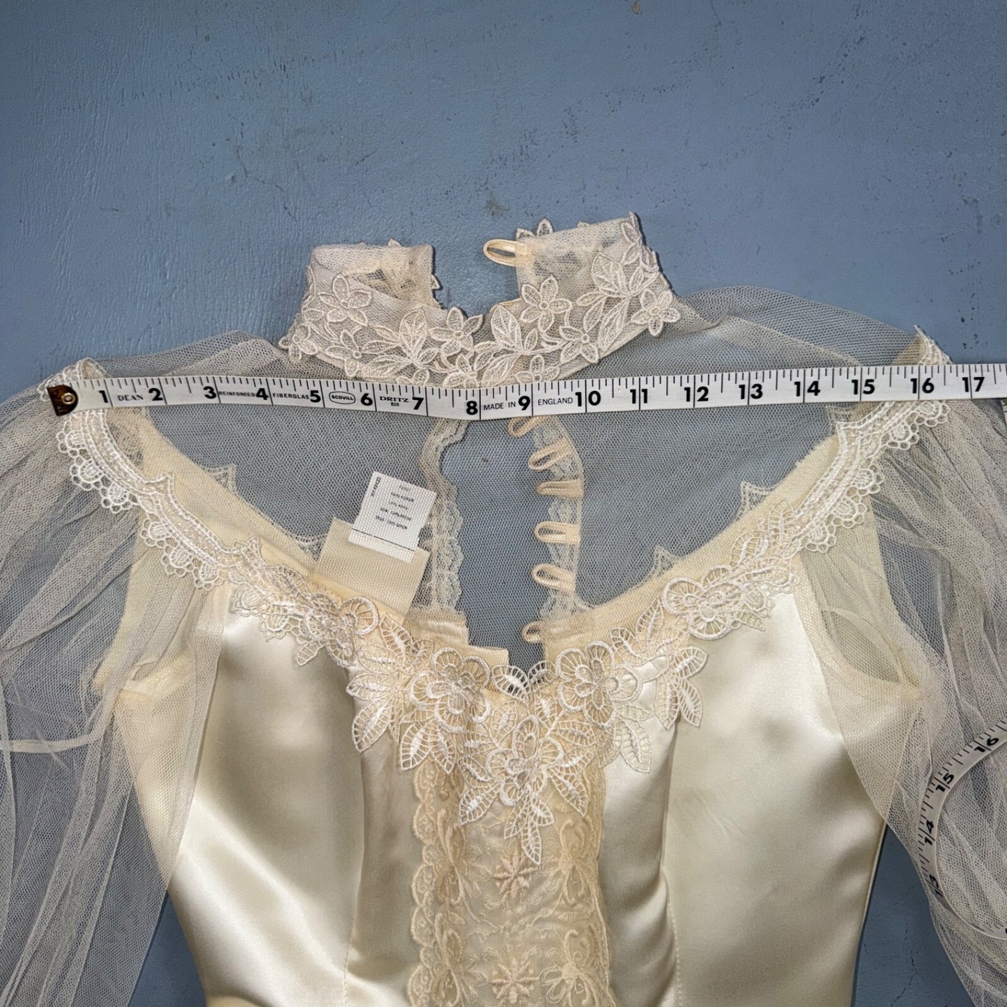 Vintage NWT 1970s GUNNE SAX Lace Prairie Wedding Dress Size 7 Hippie Boho 70s