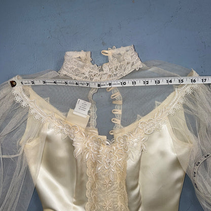 Vintage NWT 1970s GUNNE SAX Lace Prairie Wedding Dress Size 7 Hippie Boho 70s