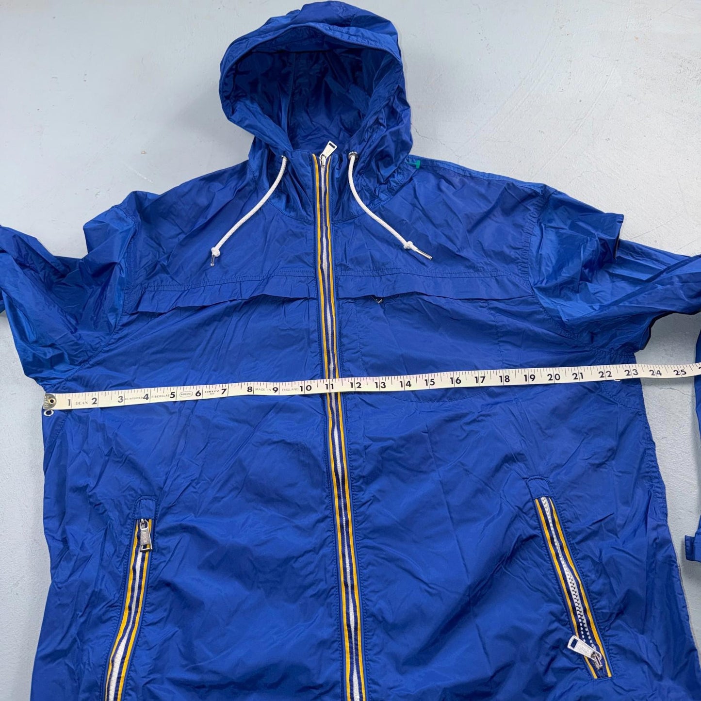 Polo Ralph Lauren Jacket Mens M Blue Full Zip Hooded Windbreaker Preppy Logo