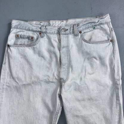 Levis 501 Vintage 90s USA XX Straight Leg Jeans White Light Wash 38x30 Act 34x29