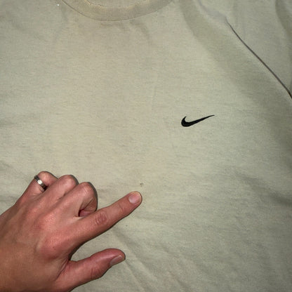 Nike Tan Swoosh Basic 90s VTG T Shirt 1990s USA Gym Boxy Fit Cool Travis Scott