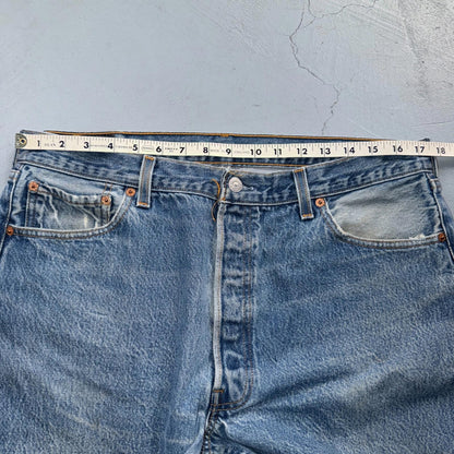 Levis 501 Vintage 90s USA XX Straight Leg Jeans Blue Light Wash 38x30 Act 35x26