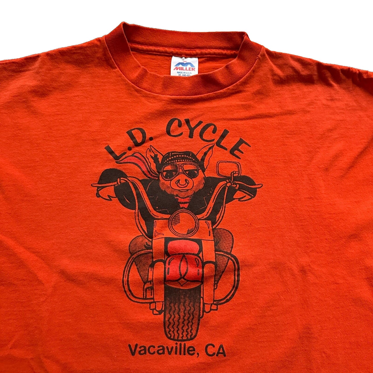 Vacaville California Hog Vintage T Shirt 80s Motorcycle Harley Davidson Pig LD