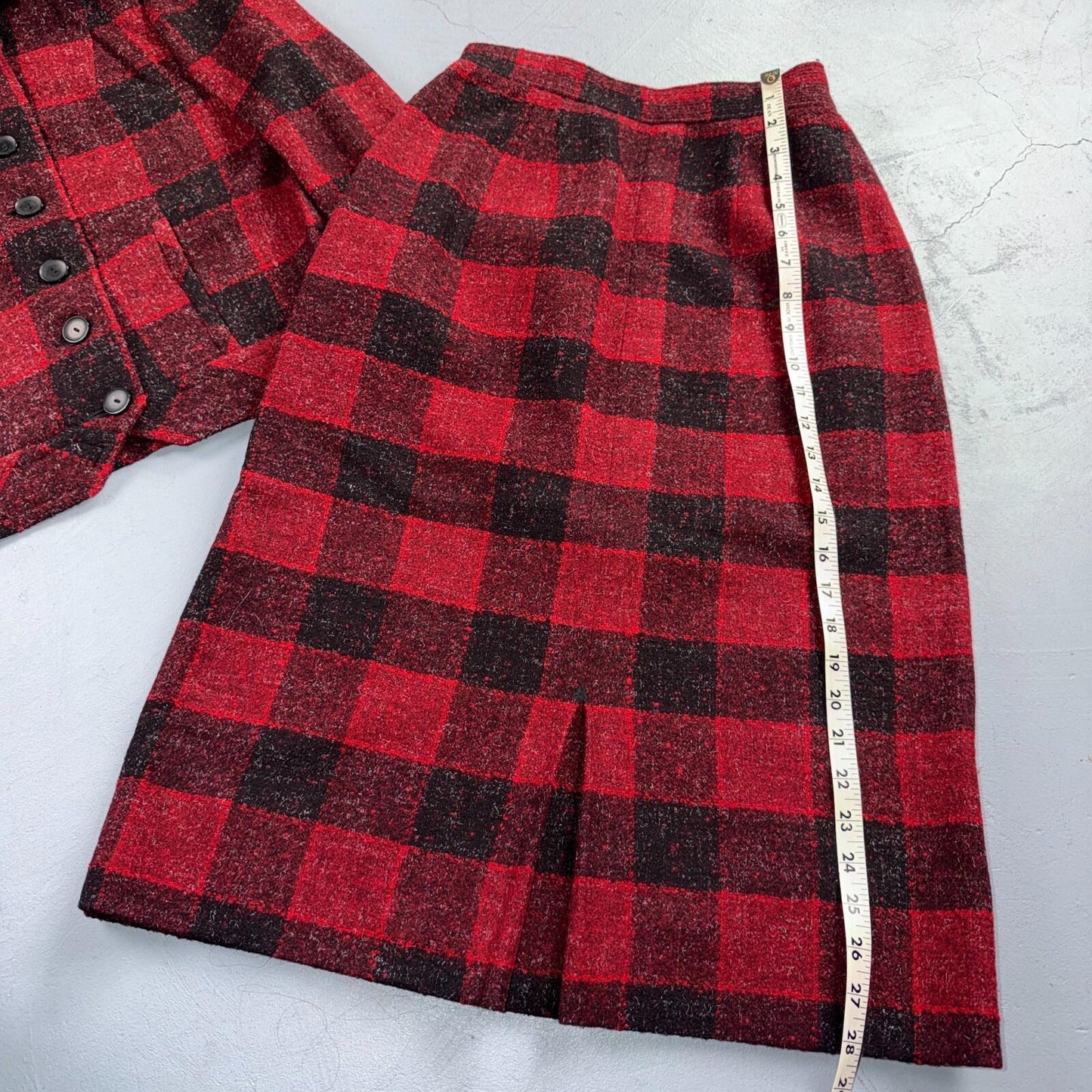 VTG 60s Koret of California Skirt Womens Small Red Midi Rockabilly Suit Jacket