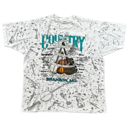 Country Music Missouri Branson Vintage T Shirt 90s AOP Gibson Guitar Martin