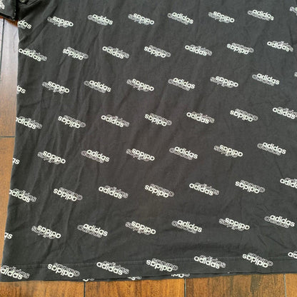 Adidas All Over Logo Print Kanye West Vintage Style T Shirt Y2K Sports Boost 350