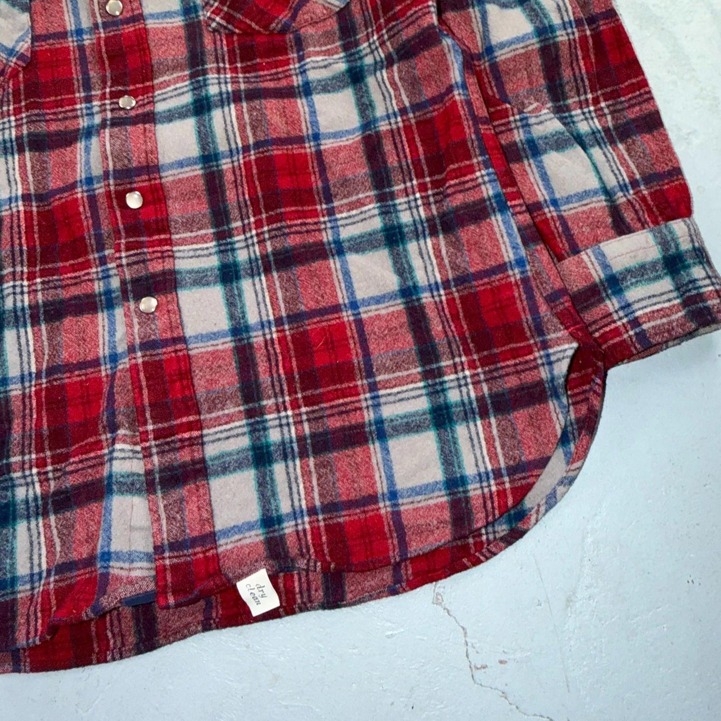 Pendleton VTG 100% Virgin Wool Western Plaid Shirt Pearl Snap Red High Grade