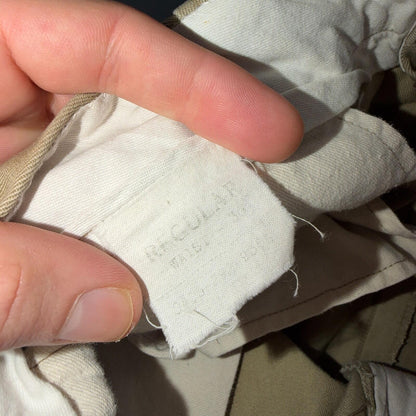 WWII era US Army Shorts Athletic Khaki Chino Pleated Missing Button Rare