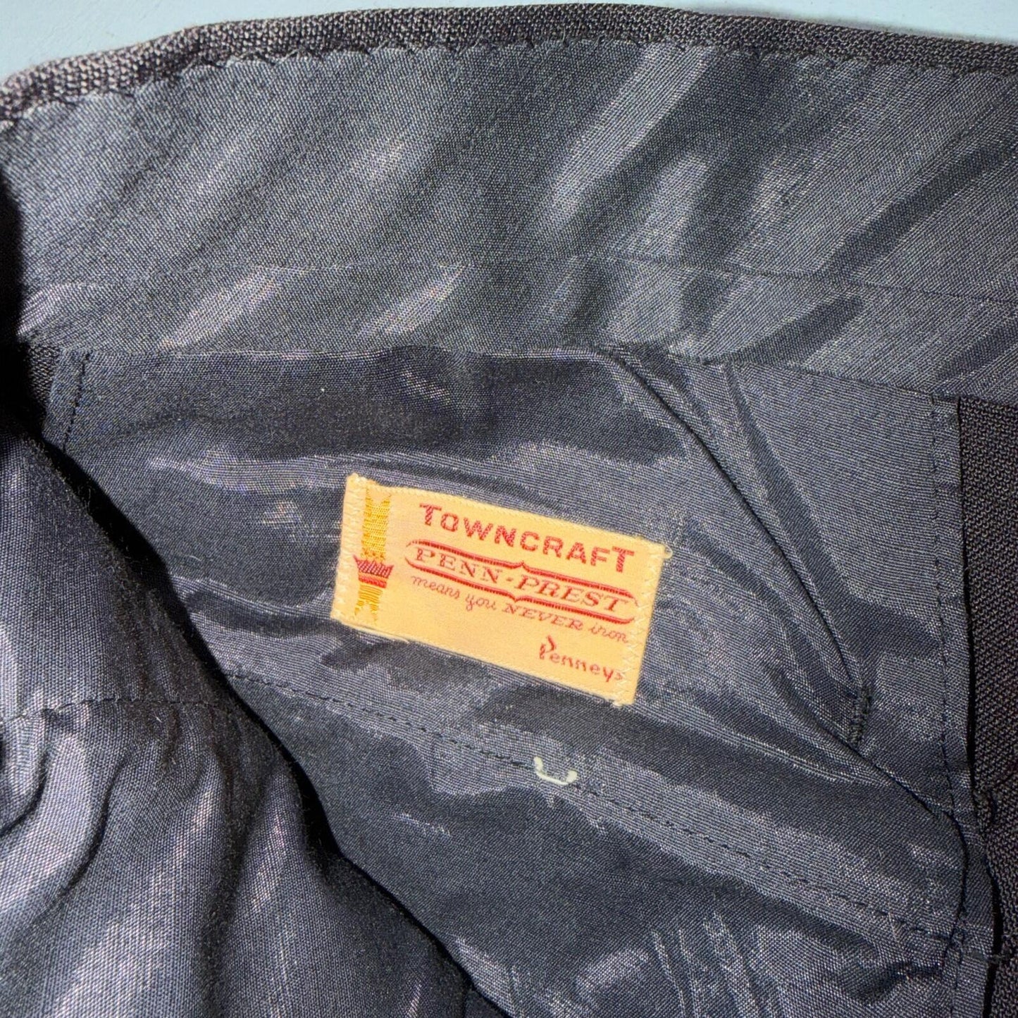 VTG 60s Penneys Towncraft Twill Pants 32x33 Black 1960s Rockabilly Penn Prest