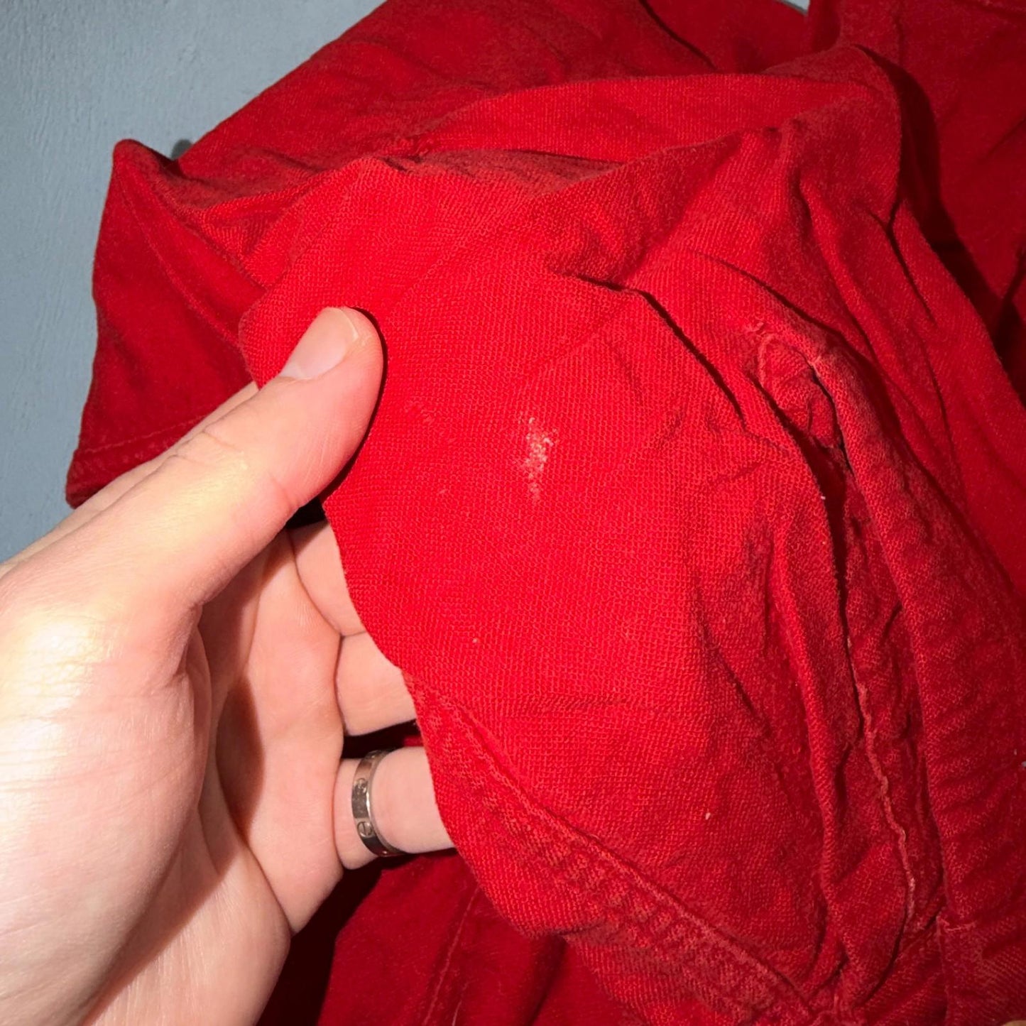 VTG 1940s Penneys Jacket Red Cotton Basic 40s 50s Flannel Shirt Rockabilly
