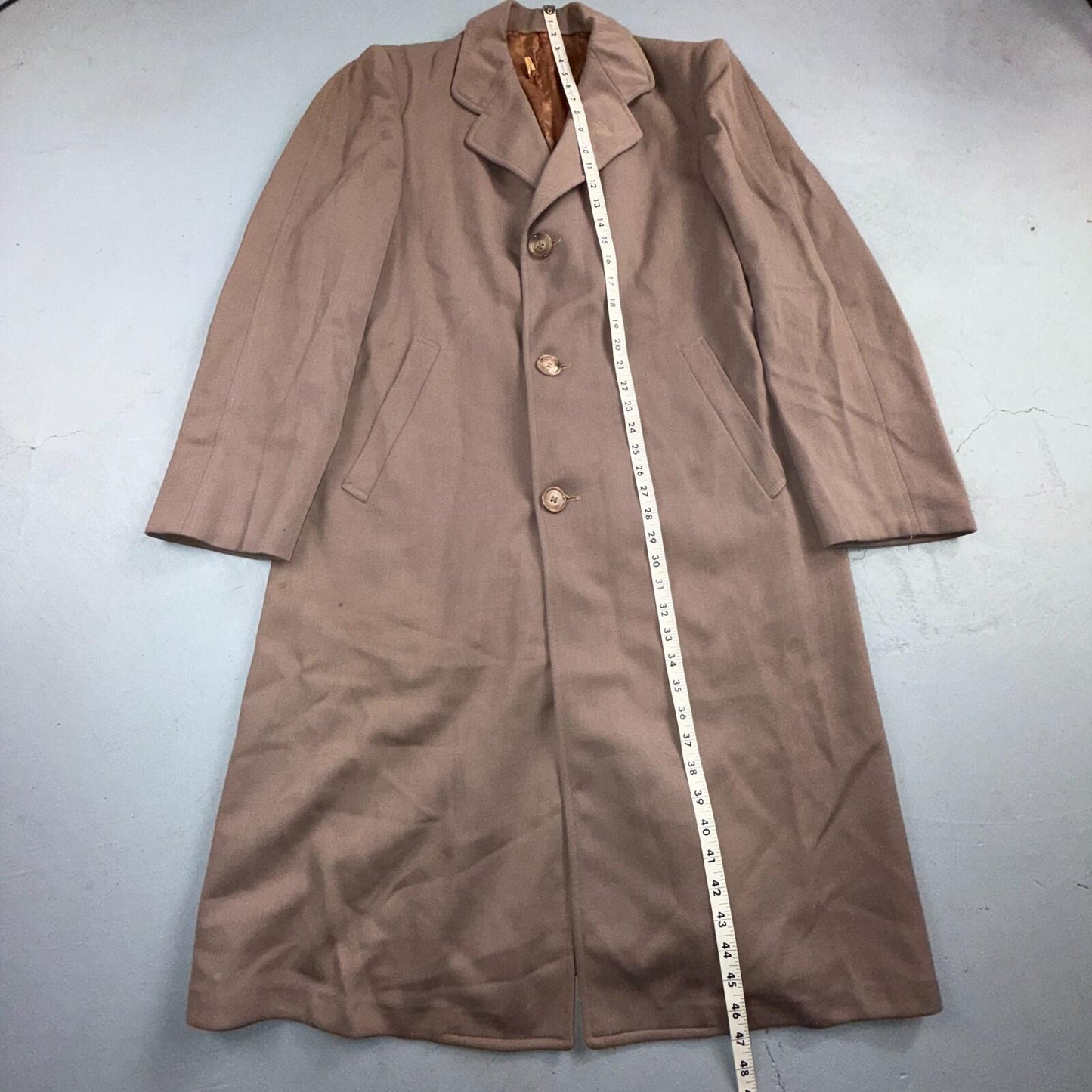 VTG 1930s 1940s Coat Trench Mens 40 Wool Gabardine Like Rockabilly Overcoat