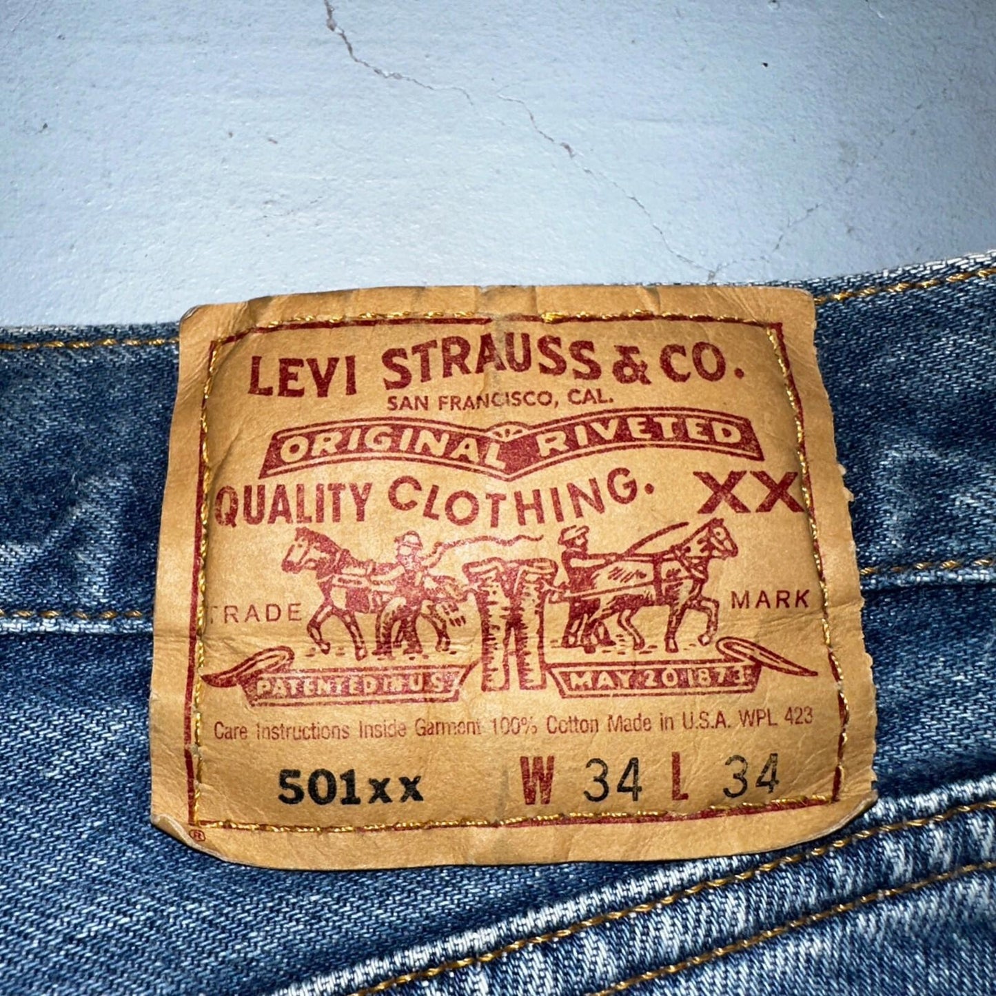 Levis 501 Vintage 90s USA XX Straight Leg Jeans Blue Med Wash 34x34 Act 31x30