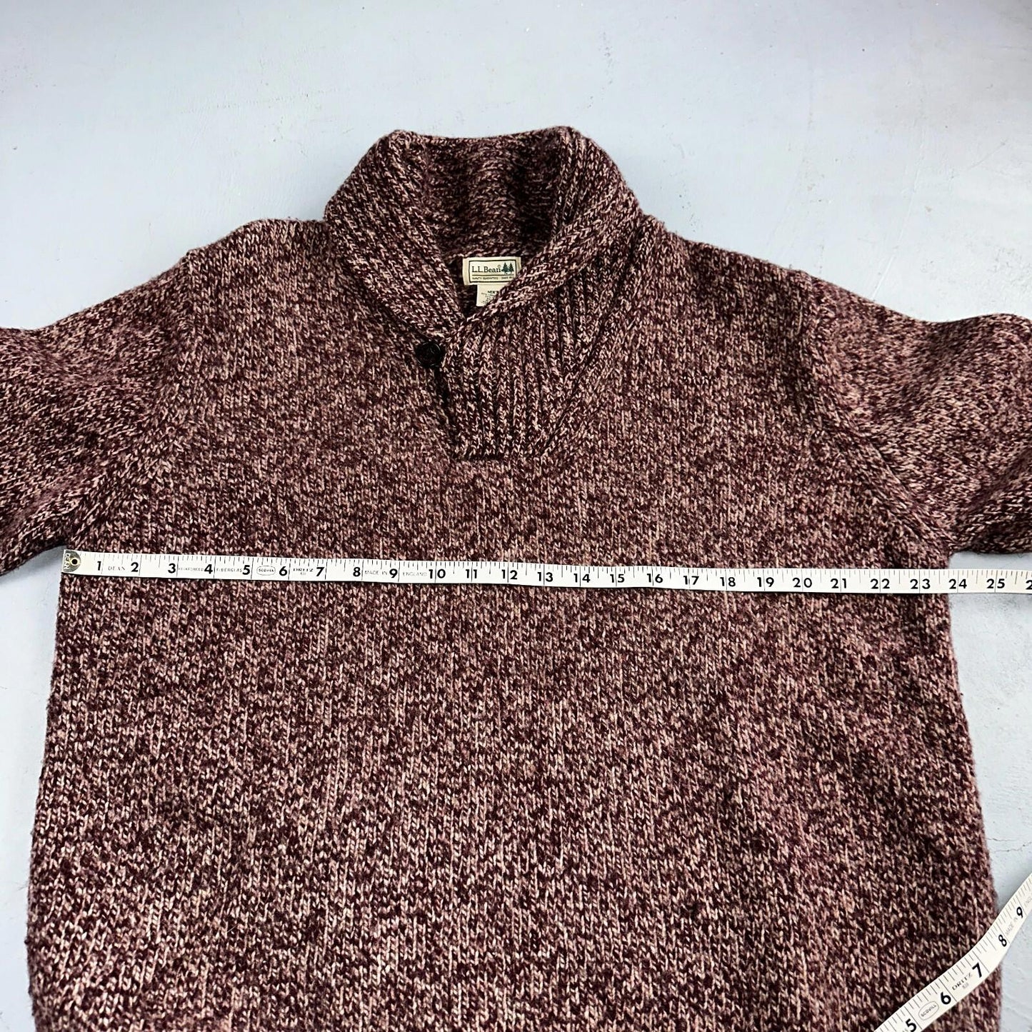 Vintage LL Bean Shawl Collar Pullover Sweater Lambswool Blend Red Men’s XL