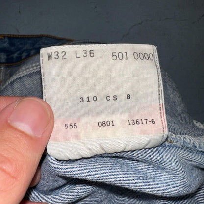 Levis 501 Vintage 90s USA XX Straight Leg Jeans Blue Med Wash 32x36 Act 29x32