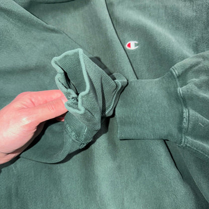 Vintage Champion 90s USA Green Reverse Weave Sweatshirt Blank XL Gusset Jumper