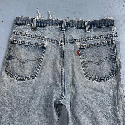 Levis 517 Vintage 80s USA Orange Tab Bootcut Flare Blue Worn Jeans Act 34x31