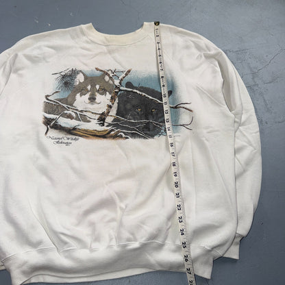 VTG National Wildlife Federation Wolf Sweatshirt 80s USA XXL Wolves Crewneck