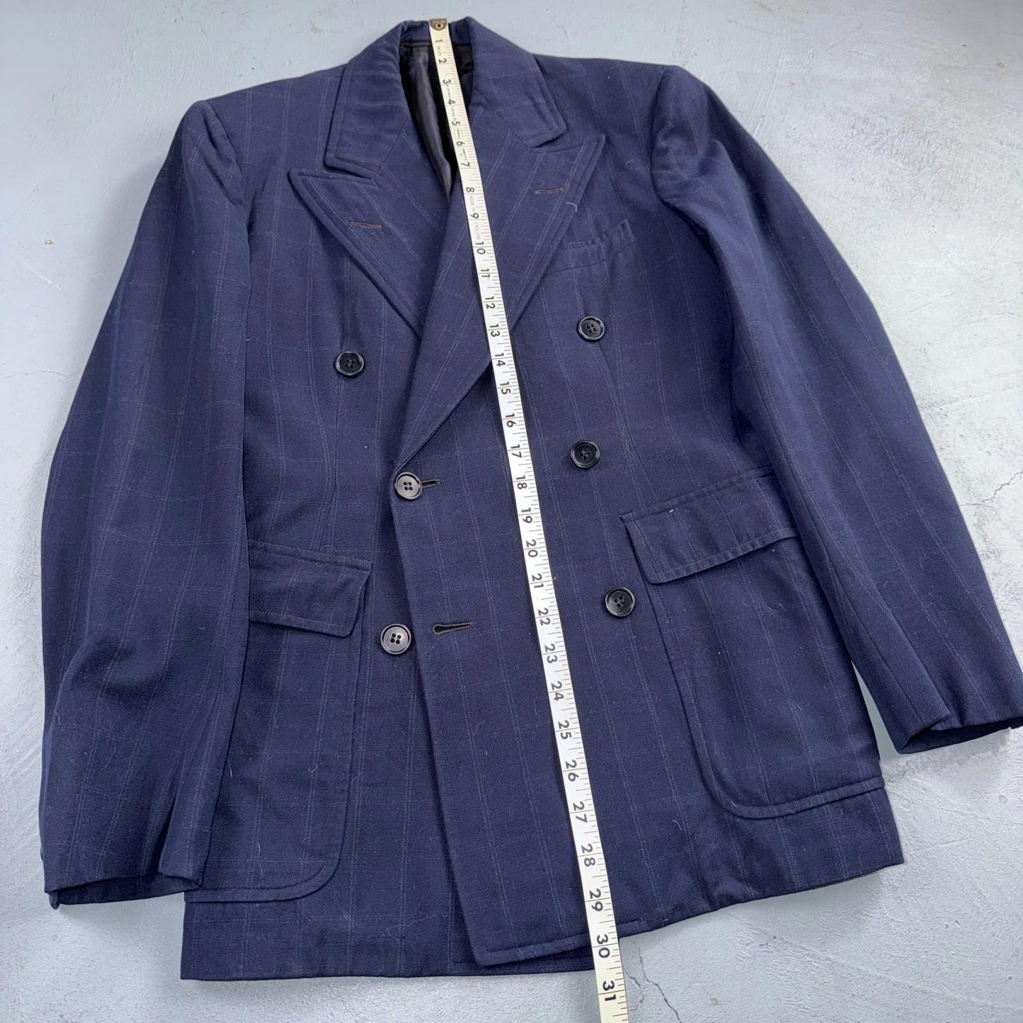 1940s 1950s VTG Mens Double Breast Suit 36 Jacket Coat Navy Union Rockabilly USA