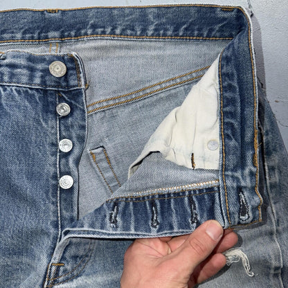 Levis 501 Vintage 80s Redline Selvedge USA XX Jeans Light Wash 31x27 Skinny
