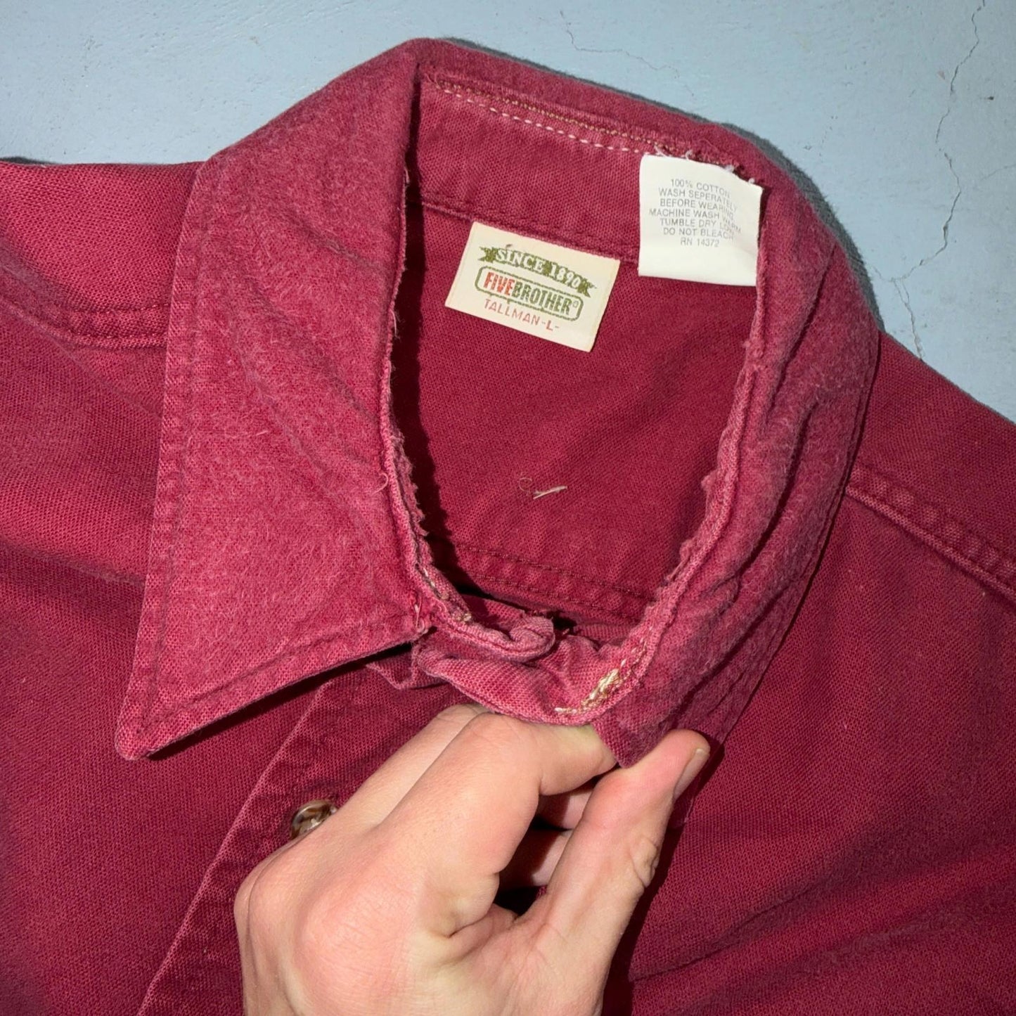 Vintage Five Brother Shirt Mens Tall Large Flannel Red 90s 1990s Workwear