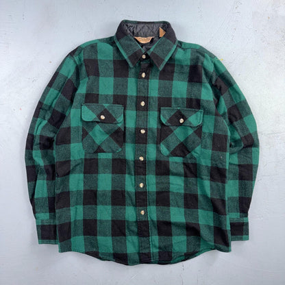 VTG Cabelas Shirt Mens M Buffalo Plaid Wool Blend Flannel Workwear Logger Green
