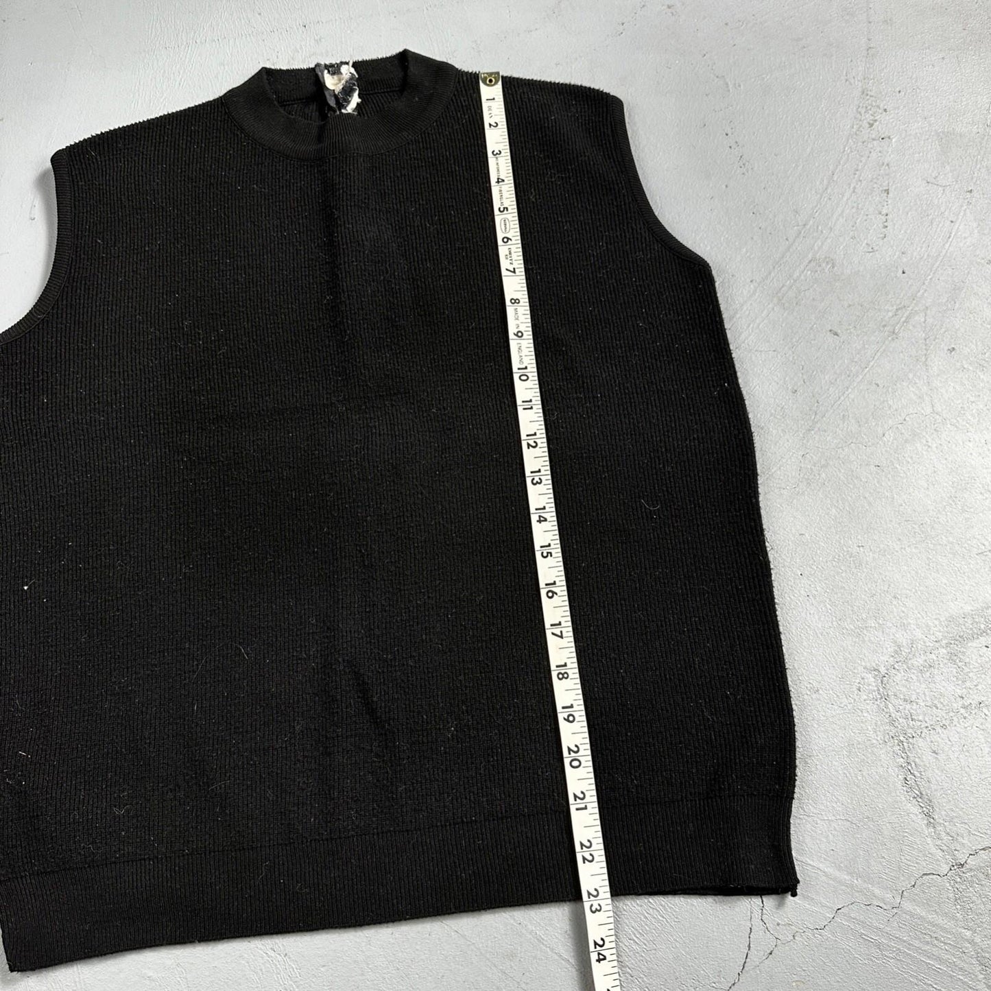 Black Cute Womens Knit No Sleeve Sweater 70s 80s Basic Essentials Look