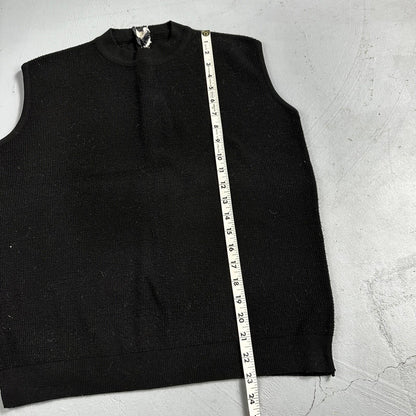 Black Cute Womens Knit No Sleeve Sweater 70s 80s Basic Essentials Look